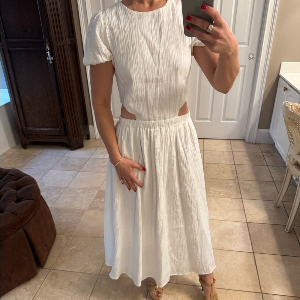 White midi cutout dress size small